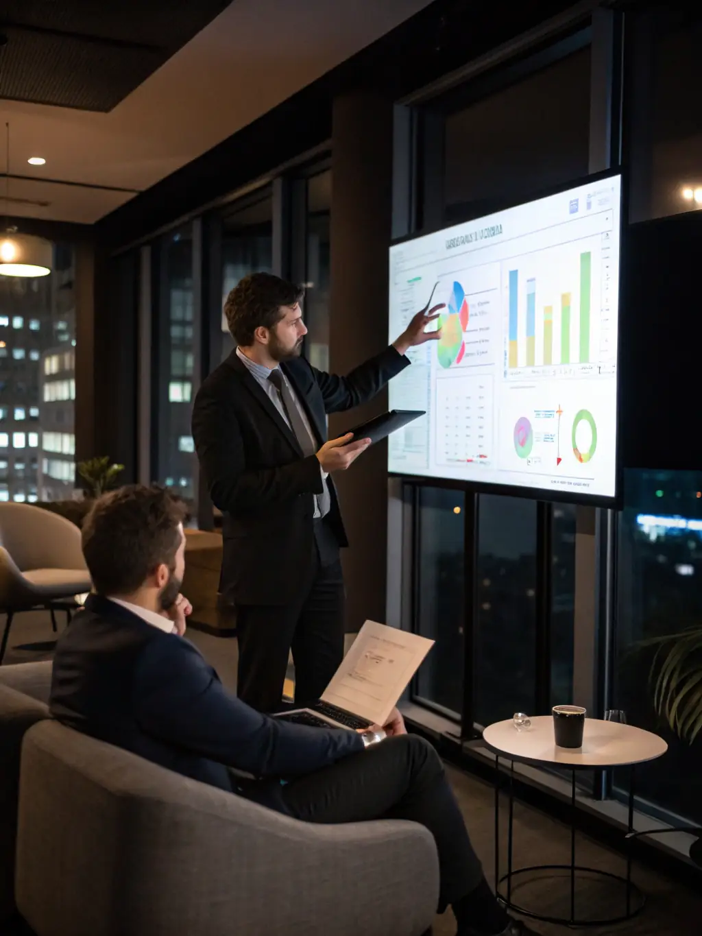 A consultant presenting strategic insights to a client, showcasing strategic consulting expertise at To the Nines Partners.