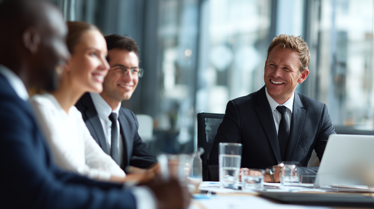 Business employees around table